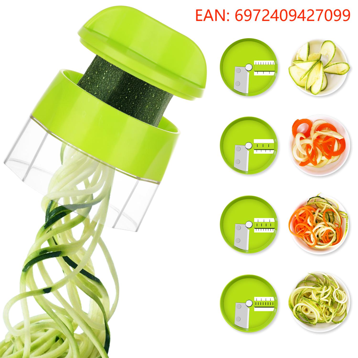 Cortador de Verdura, 4 en 1 Rallador de Verduras Calabacin Pasta  Espiralizador Vegetal Veggetti Slicer Pepino, Espaguetis de Calabacin,  Cortador Espiral Manual, Útiles de cocina prácticos : : Hogar y  cocina